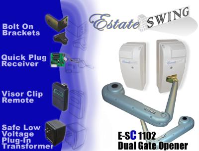 E-SC 1102 Estate Swing Dual Gate Opener  w/ Free Extra Remote (E-SC 1102)