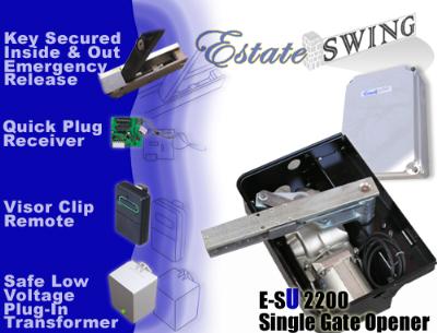 Gate Opener - Estate Swing E-SU 2200 Underground Single Swing Gate Opener w/ Free Extra Remote 