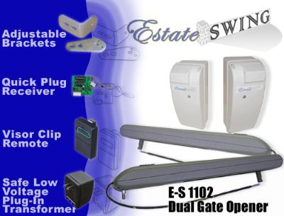 E-S1102 Estate Swing Dual Gate Opener w/ Free Extra Remote (E-S 1102)