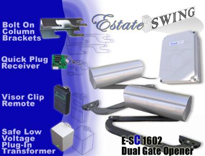 Estate Swing E-SC 1602 Column Mountable Dual Swing Gate Opener  w/ Free Extra Remote (E-SC 1602)