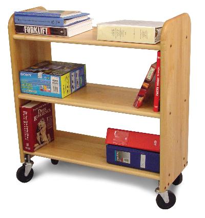  Library Book Truck Natural Birch - Flat Shelves (Product ID = 3314)