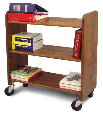  Library Book Truck Walnut Stain Birch - Flat Shelves (Product ID = 3315)