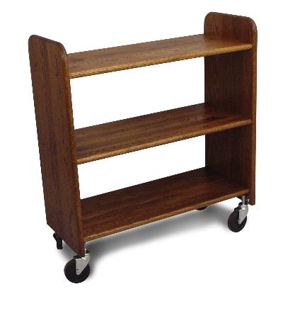  Library Book Truck Walnut Stain Birch - Flat Shelves (Product ID = 3325)