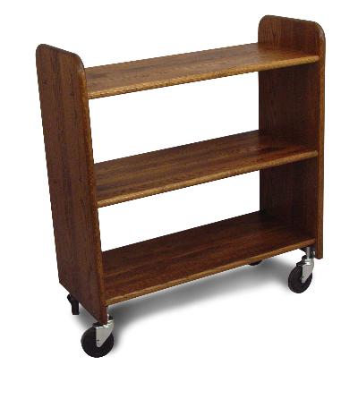 Library Book Truck Walnut Stain Birch - Flat Shelves (Product ID = 3325)