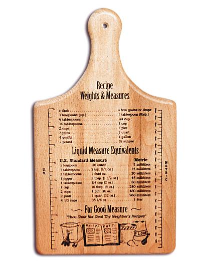  Recipe Wts. & Measures Paddle (Product ID = 1385)