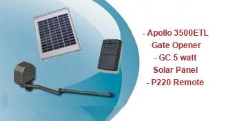 Apollo 3500ETL Single Gate Opener Packages - 5 Watt Solar Package