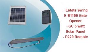 E-S1100 Estate Swing Single Gate Opener Packages - 5 Watt Solar Package