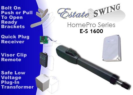Gate Opener - Estate Swing E-S 1600 Single Gate Opener w/ Free Extra Remote (E-S 1600)