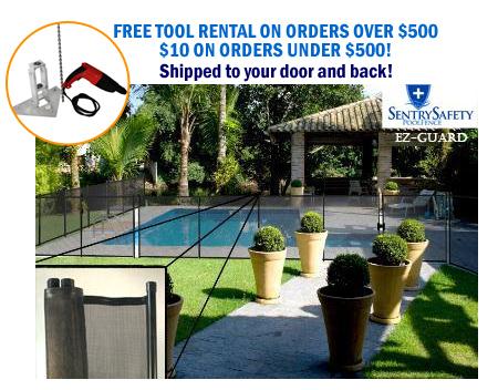 Fully Assembled Sentry EZ-Guard Child Safety Pool Fence (priced per foot to save you money)  - 4' Tall - Black