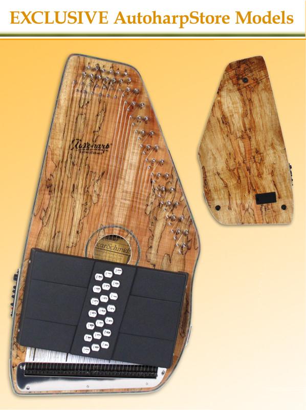 Oscar Schmidt OS11021FSME Electric 21 Chord AutoHarp Spalted Maple