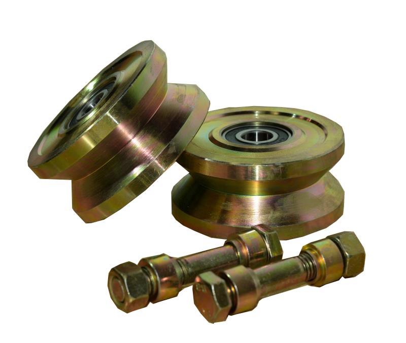 Pair of 4" Steel Ball Bearing V Groove Wheels for Sliding Gates (WHL4C)