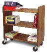 Library Book Truck Walnut Stain Birch - Flat Shelves (Product ID = 3315)