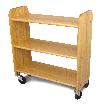 Library Book Truck Natural Oak Grain - Flat Shelves (Product ID = 3324)
