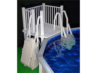 Sentry Safety Fan-Style Pool Deck with Steps (Made with Resin Coating) - White