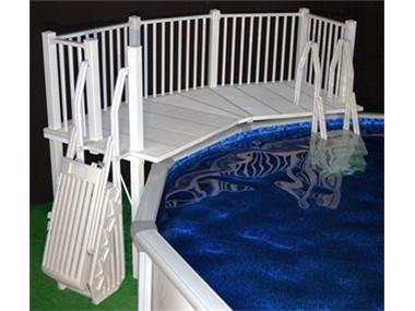 Above Ground Pool Fence - Resin Fan Pool Deck with Steps