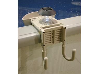 Sentry Safety Pool Organizing Tool (Includes Two Hooks, Drink Tray & Solar Light) - New Pool Organizer System Taupe