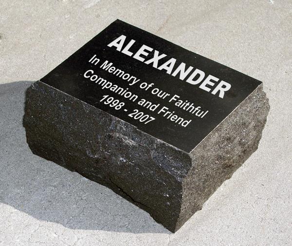 Custom Engraved Black Granite Pet Memorial Stones - Text Only