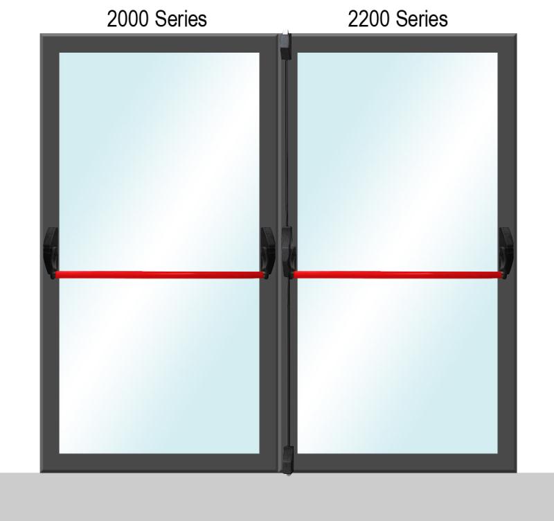 Sentry Safety 2000/2200 Series Glass Doors Panic Bar For Double Doors - Painted Silver Finish 