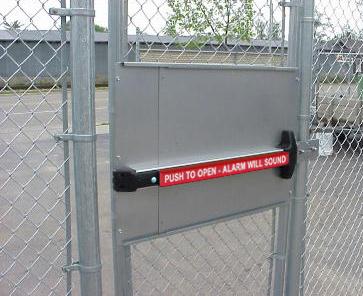 Standard Kit for Chain Link Pedestrian Gate with Detex Panic Bar with Alarm DAC 6037 - 36" Bar & Silver Plate