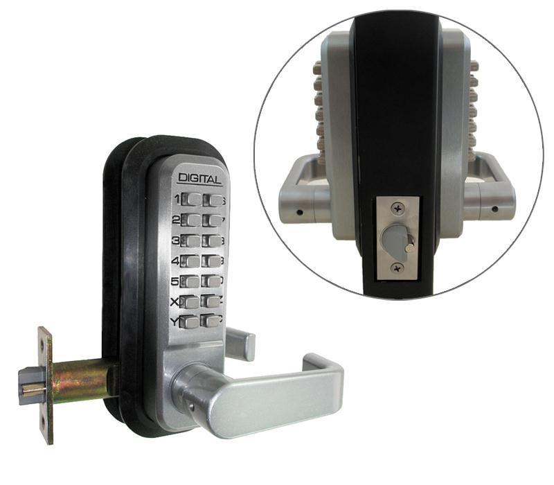 2835 LockeyUSA Weather-proof Dual Combination Keyless Mechanical Spring Latch Lever Lock - Bright Brass - 2 3/4" Backset