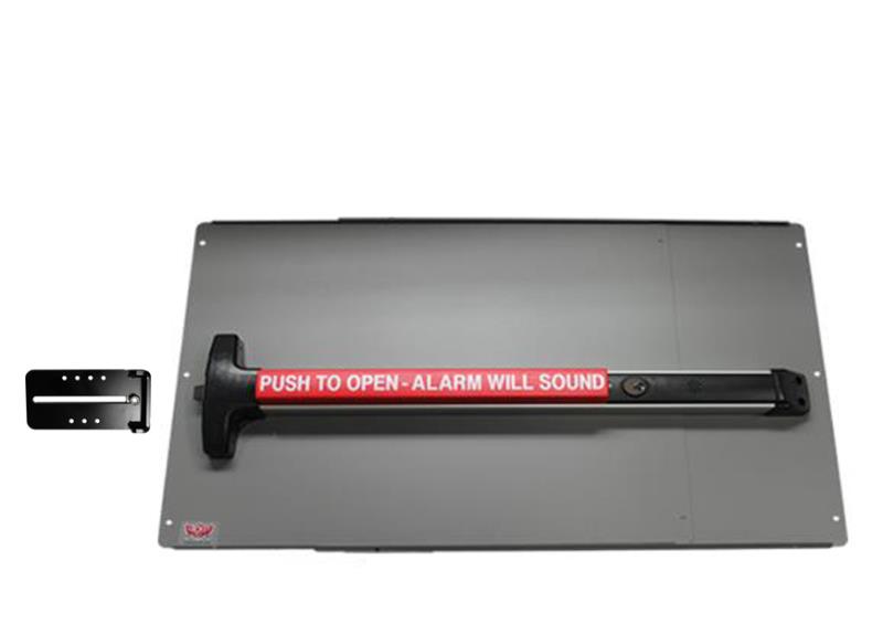 Panic Bar Shield Value Kit w/ DETEX V- 40xEBxW - PS43 LockeyUSA  - 33" Bar / Silver Shield