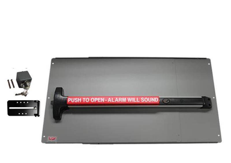 Panic Bar Shield Safety Kit w/ DETEX V- 40xEBxW - PS53 LockeyUSA  - 36" Bar / Silver Shield