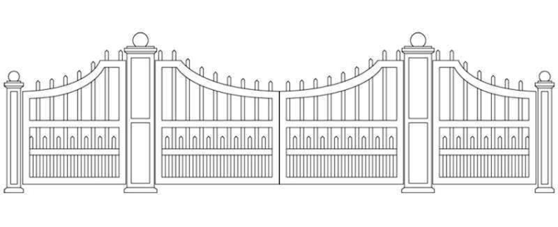 Entranceway Staggered Concave Design Dual Gate - 15' Entranceway Staggered Concave Design