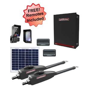 LiftMaster LA412UL-D Dual Swing Solar Gate Opener Kit w/ 20W Solar Panel w/ MyQ Technology & XL Control Box - LA412XL Kit w/ 20 Watt Solar Panel + 2 Free Remotes