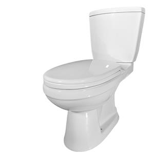 Lift Assure European Compact Design Rear Outlet White Elongated 2-Piece Toilet Kit