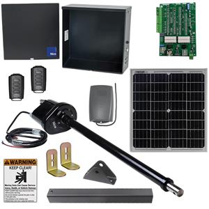 Nice Apollo 1500 Single Swing Actuator Gate Opener Kit w/ Free 2 Remotes and Receiver - W/ 20 Watt Panel