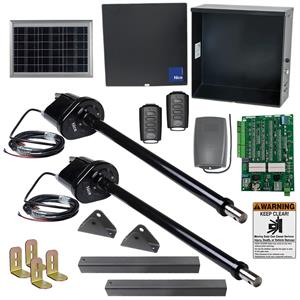 Nice Apollo 1600 Dual Swing Actuator Gate Opener Kit w/ Free 2 Remotes and Receiver - W/ 10 Watt Panel