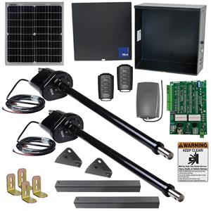 Nice Apollo 1600 Dual Swing Actuator Gate Opener Kit w/ Free 2 Remotes and Receiver - W/ 20 Watt Panel