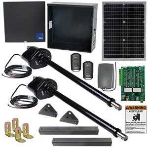 Nice Apollo 1600 Dual Swing Actuator Gate Opener Kit w/ Free 2 Remotes and Receiver - W/ 30 Watt Panel