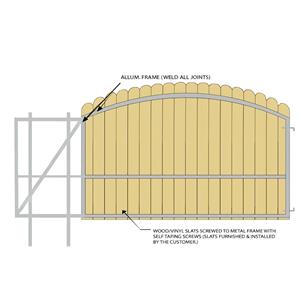 Arched Vinyl/Wood Slat Single Slide Gate Frame