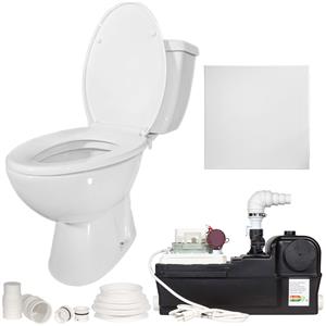 Lift Assure 1+HP Up Flush Macerating Toilet System with In-Wall Pump - 800W, 12” Rough-In, 1.4 GPF, 2-Piece Elongated Toilet for Basements Bathrooms