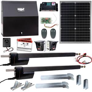 USAutomatic Ranger HD Dual Swing Gate Opener Kit with Metal Box - 30 Watt Panel