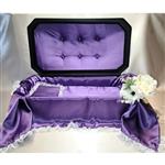 Newnaks 18" Deluxe Pet Casket for Small Dogs - Exterior with Bedding - Purple Interior