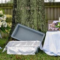 Loving Touch 34" Extra Large Standard Pet Casket - Single Wall Fauxcrete Dog Burial Casket with Bedding Interior & Free 2nd Day Air Shipping - White Bedding Interior