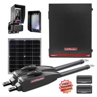 LiftMaster LA412XL Dual Swing Solar Gate Opener Kit with MyQ Technology & XL Control Box - Gate Opener Kit with 20 Watt Solar Panel + 2 Free Remotes