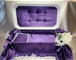 Newnaks 24" Medium Deluxe Pet Casket - Dog Burial Casket with Interior Bedding - Purple Interior